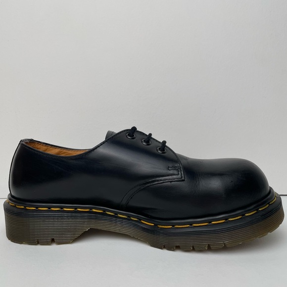 Vintage Dr. Martens 1925 MIE Black Leather Steel Toe Oxfords Shoes UK 5 - Picture 2 of 14